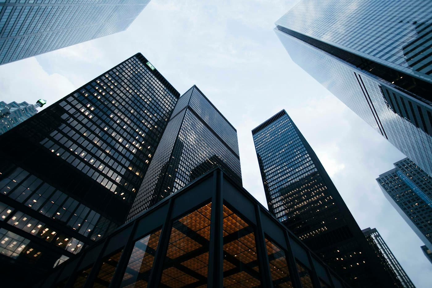 Modern glass office and apartment buildings